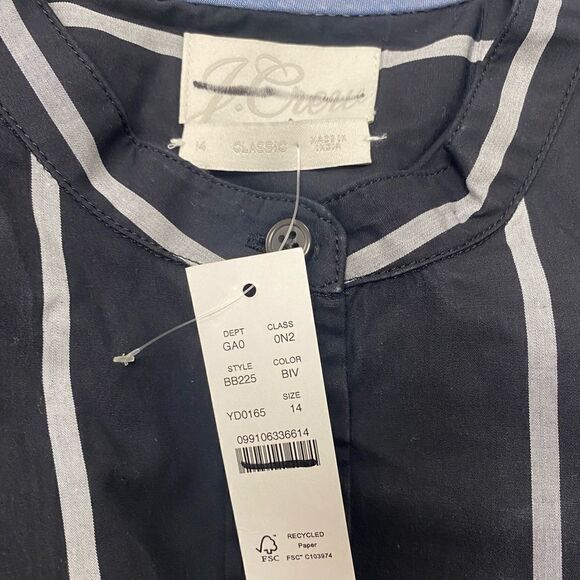 J. Crew Classic-fit collarless shirt in stripe Item BB225 - Picture 3 of 3